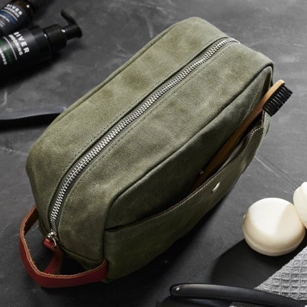 Trousse de toilette en toile cirée vert olive pour hommes - Trousses de toilette - pour Hommes - Lucleon