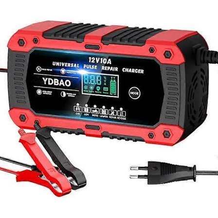 12V 10A LiFePO4 Autolaturi Älykäs Automaattinen Moottoripyörälaturi LCD-näytöllä 6 Tilaa Korjaus AGM Gel SLA Wet -akuille