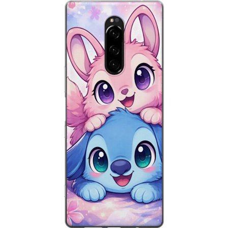 Kompatibel Mobilcover til Sony Sony Xperia 1 Sød kawaii illustration med pink og blå fantasidyr, store øjne og bløde farver perfekt til børnevær