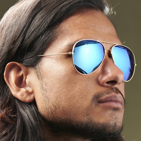 Lunettes de soleil Aviateur bleu et or pour hommes - Lunettes de soleil type Aviator