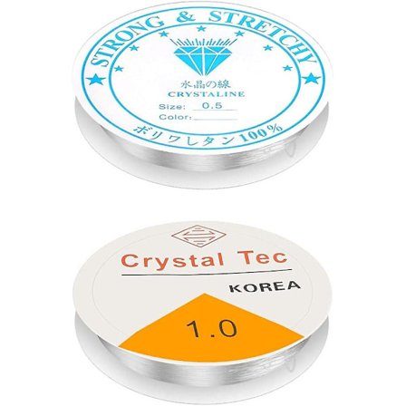 Läpinäkyvä elastinen lanka rannekoruihin, 2 rullaa joustavaa nailonista elastista korujen helmilankaa rannekoruun 13m 4m, 0,5mm ja 1mm