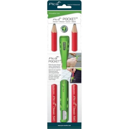 Pica Pocket Kotelo kahdella 24 cm puusepäntyllä lyijykynällä Grafiitti