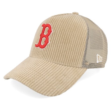 New Era - MLB Beige trucker Cap - Boston Red Sox MLB Corduroy Khaki A-Frame Trucker @ Hatstore