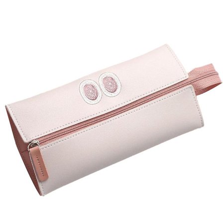 Nahkainen kynäkotelo, söpö ohut kynälaukku pieni penaali ihana paperitavaralaukku kannettava kosmetiikkalaukku vetoketjullinen laukku kynille ja 