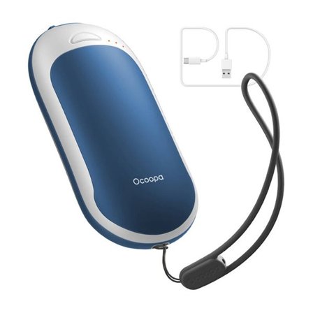 Ocoopa HotPal PD 5000 mAh håndvarmer med powerbank-funksjon, USB-C hvit-blå