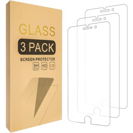3x Hærdet glasafdækning iPhone 6/7/8 Plus 5D dækker fuldskærm sort Transparent