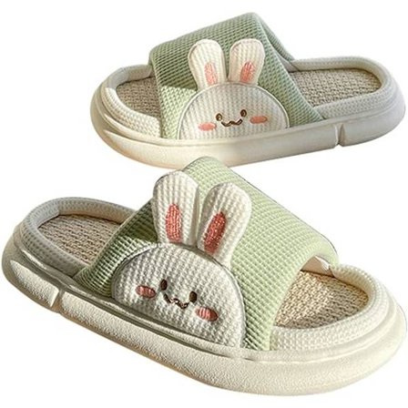 Søte dyre tøfler i bomullslin med tegneseriekanin