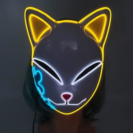 IC Demon Slayer LED-maske Cosplay Lysende Maske Anime Demon Slayer Cosplay Maskerade Halloween Kle opp
