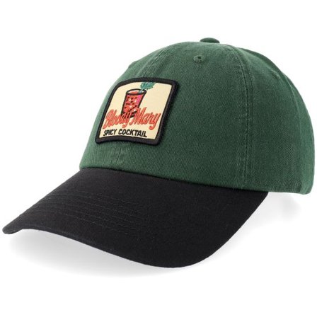 Iconic - Grön unconstructed Keps - Bloody Mary Spicy Cocktail Stone Washed Dark Green/Black Dad Cap @ Hatstore