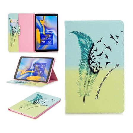 Samsung Galaxy Tab A 10.5 mönstrat flipfodral i läder - Fjädermönster