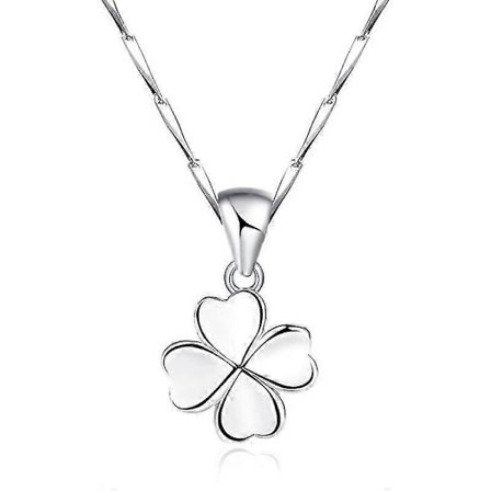 Skinnende Enkelt Sølv Firkløver Halskæde Til Kvinder Simpel Mode S999 Sølv Vedhæng Let Luksus Halskæde Smykker