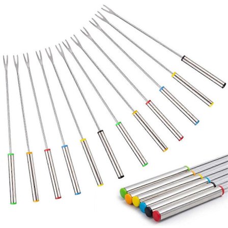 Fonduegafflar i rostfritt stål - Ostfonduegafflar, Fruktgafflar i rostfritt stål - 12 stycken, 24 cm