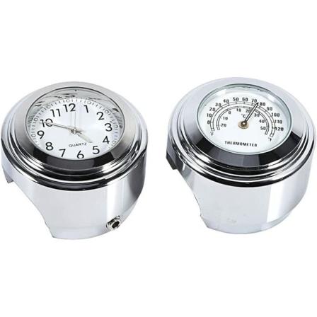 Se motorsykkelstyre, 7/8" Vanntett motorsykkelstyremontering digital klokke og temperaturtermometer hvit,