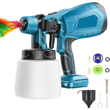 Trådløs malingssprøyte, gjerdesprøyte med 3 spraymoduser Gjerde- og dekkmalingssprøyte for gjerder, skur eller hagemøbler to batteri