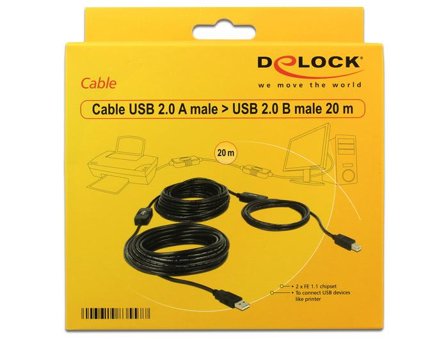 Delock USB-kabel - USB-type B til USB - 20 m