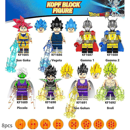 8 stk/sett Dragonball Byggeklosser Figurer Montering Minifigurer for Barn Leker Gaver