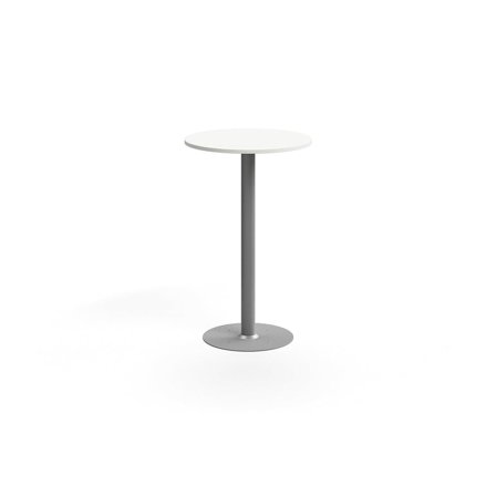 Barový stůl ALVA, Ø700x1100 mm, upevnitelný, vysokotlaký laminát, stříbrná/bílá