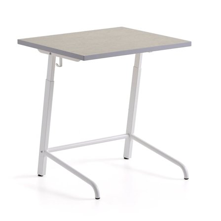 School desk AXIOM, sound absorbing linoleum, white/grey