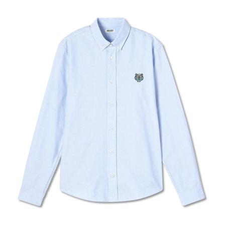 Kenzo Tiger Crest Casual Fit , Blauw , Heren , Maat: M Casual Overhemden