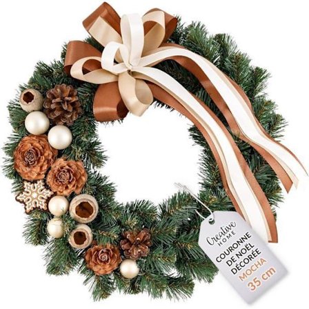 Julekrans Creative Home Farve Mocha Udendørs Dørdekoration 35 cm
