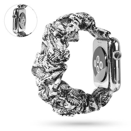Apple Watch Series 5 40mm stof Mønster urrem - Sort og hvide Slangeskin