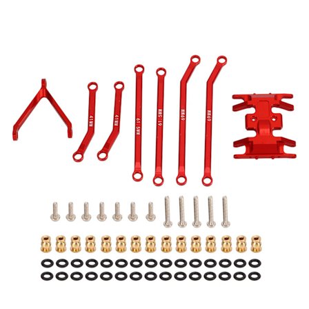 RC Styrestang Trekkstang Sett Trekkstang Trekkstang for Axial SCX24 1/24 Deadbolt AXI90081 B17 AXI00004 RC Bil Oppgraderingsdel Rød