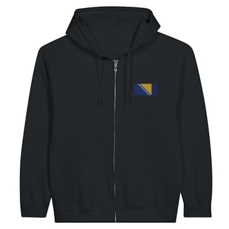 Huvtröja - Flagga av Bosnien och Hercegovina - Svart - Polyester-Bomull - Långa ärmar - Unisex