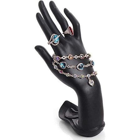 Resin Håndbevægelses Ring Armbånds Display Holder (sort)