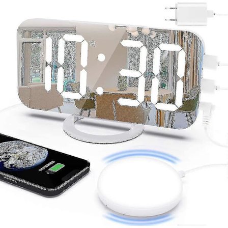 Høy Vekkerklokke Med Sengeryster For Tungsovere, Dobbel Vibrerende Vekkerklokke Med USB-Lader For Hørselshemmede Døve (FMY) Hvit