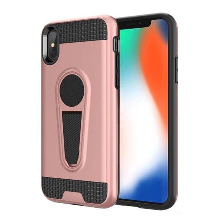 iPhone Xs Max hybrid etui med kickstand i kulfiber - Rosaguld Multicolor