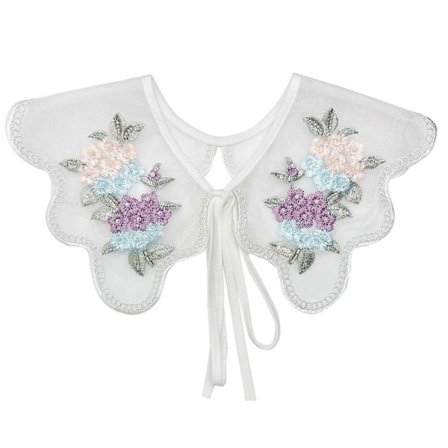 Broderte Fargerike Blomsterblonder Avtakbar Falsk Krage Sjal Capelet for Kvinner Kjole Elegant Mote Klestilbehør