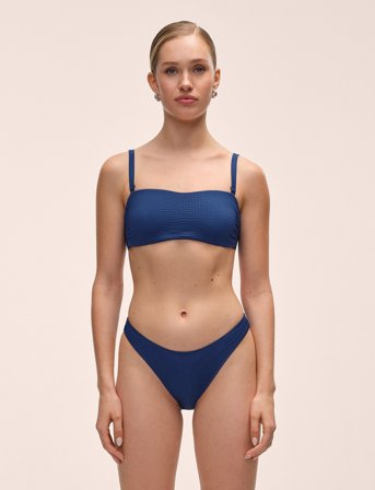 Casall Waffle Bandeau Tie Back Bikini Top - Blue - 42