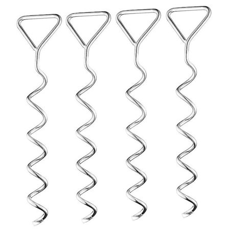 Trampoline Jordanker Sett - Ekstra Sikkert - Spiral - Jordanker - Rustfritt Stål, 4 stk