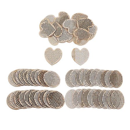 60 stk. Treanheng Naturlig Hjerte Rundt Treformer DIY Korssting