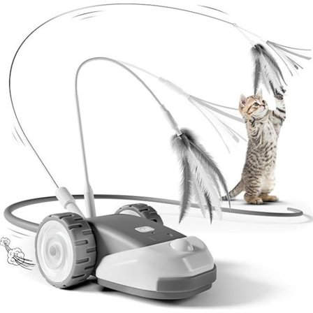 Interaktiv Elektrisk Katteleke 3-i-1 med Fjær og Silikonhale – Selvlek for Innekatter