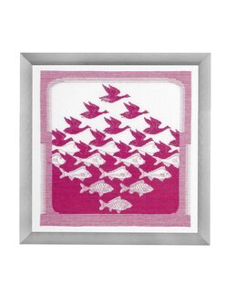 Broderikit Tavla Fåglar och fiskar Rosa - Permin
