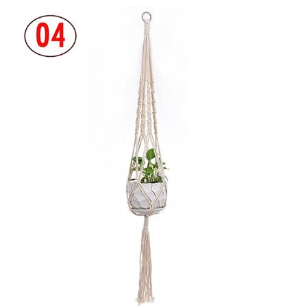 2 stk. Macrame planteophæng Hvid håndlavet bomuldsreb indendørs udendørs hængende plantepotte