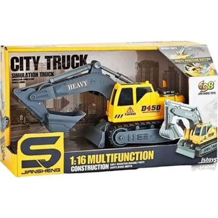 Artyk Artikel: Byggfordon med grävmaskin, ljuseffekter och ljud, konstruktion av en rörlig skopa