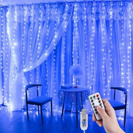 Gardiner Lys Blå Girlander, 3 * 3m 300LEDs Gardiner Lys