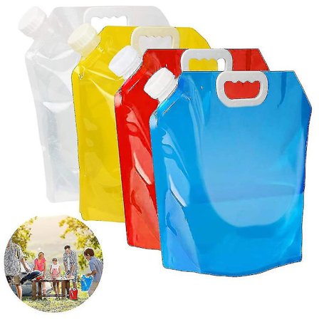 5L sammenklappelig vandbeholder, bærbar sammenklappelig vandpose i plast (4 stk.)