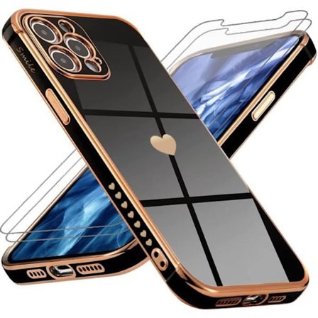 Beskyttelsescover - PROSHOP - til iPhone 12 Pro - Fleksibel - Hjerte mønster - Stødabsorberende - Ridsefast