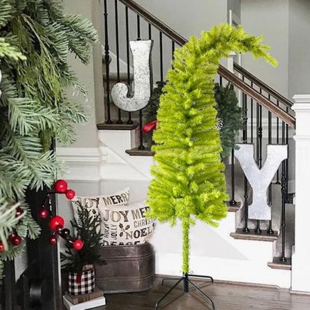 Kunstig juletre 180 cm limegrønn med dekorasjoner og metallfot for juledekorasjon hjemme og på kontoret