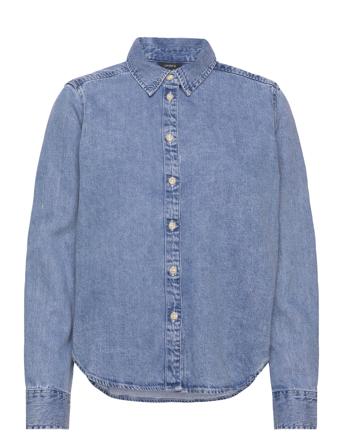 Shirt Adela Langermet Skjorte Blå Lindex*Betinget Tilbud
