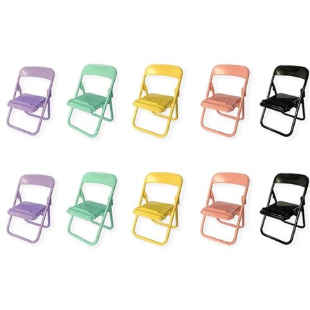 10 st mini hopfällbara stolar, små hopfällbara stolsleksaker, mini hopfällbar stol telefonhållare (flerfärgad)