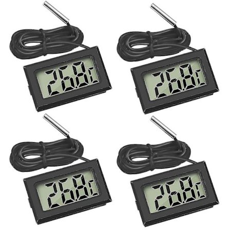 4x Digital LCD Termometer Temperaturmätare Med Extern Sond För Kyl Frys Kylskåp Akvarium (4x Svart) (FMY)