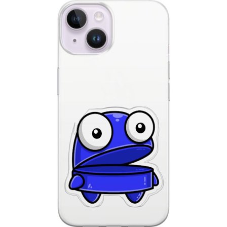 Kompatibel Mobilcover til Apple Apple iPhone 14 Blå tegneseriefigur med åbent udtryk og store øjne i sjov illustration