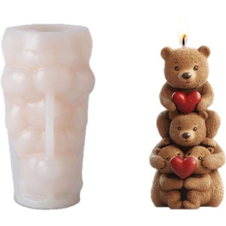 Pinottava Karhu Silikonimuotti, 3D Eläinkynttilä- ja Hartsiaskartelusetti DIY Kodin Sisustukseen, Saippua- ja Kipsivalutarvikkeet Perheprojekteihin