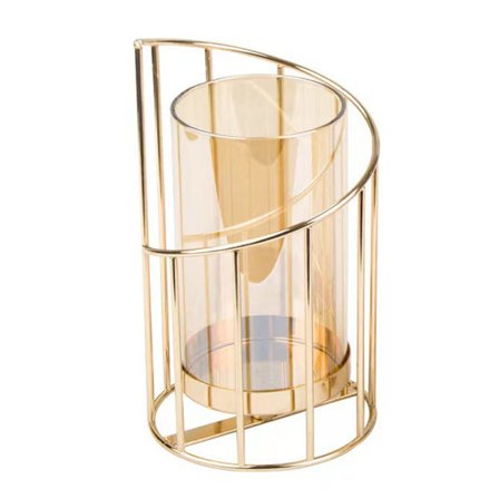 Ljusstake Galvaniserad Guld Romantisk Roterande Ljusstake för Hemfest Bröllop 20x12cm/7.84x4.72in