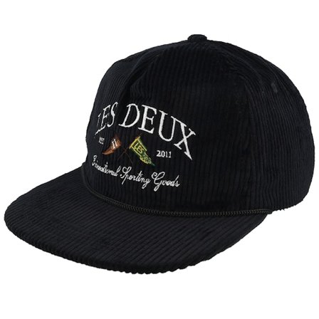 Les Deux - Svart snapback Caps - Ivy League Corduroy Cap Black Strapback @ Hatstore