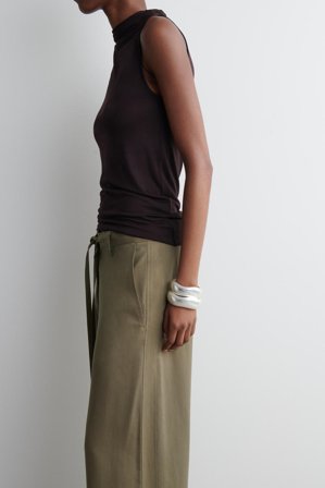 COS Women's Pantaloni A Gamba Larga Con Lacci in Verde